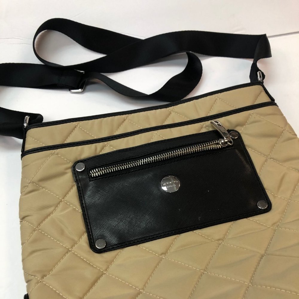 Black and Kahki Quilted Knomo London Crossbody Bag